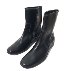 Timberland Womens Side Zip Leather Booties Size 8.5M Waterproof Black Mid Calf